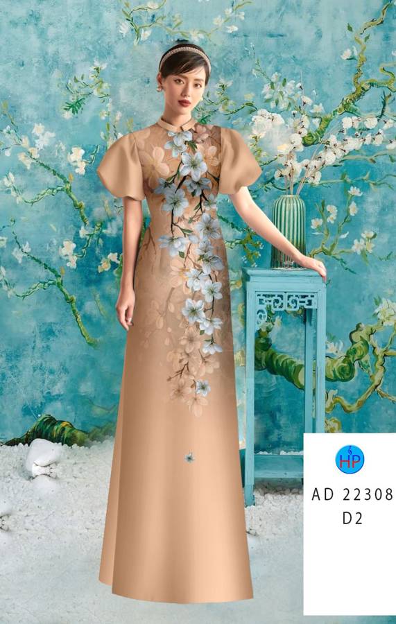 Vải Áo Dài Hoa In 3D AD 22308 10
